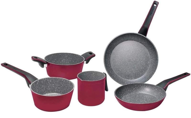 PEDRINI EVO COLOR BATTERIA DI PENTOLE IN SET DA 5 PEZZI ROSSA