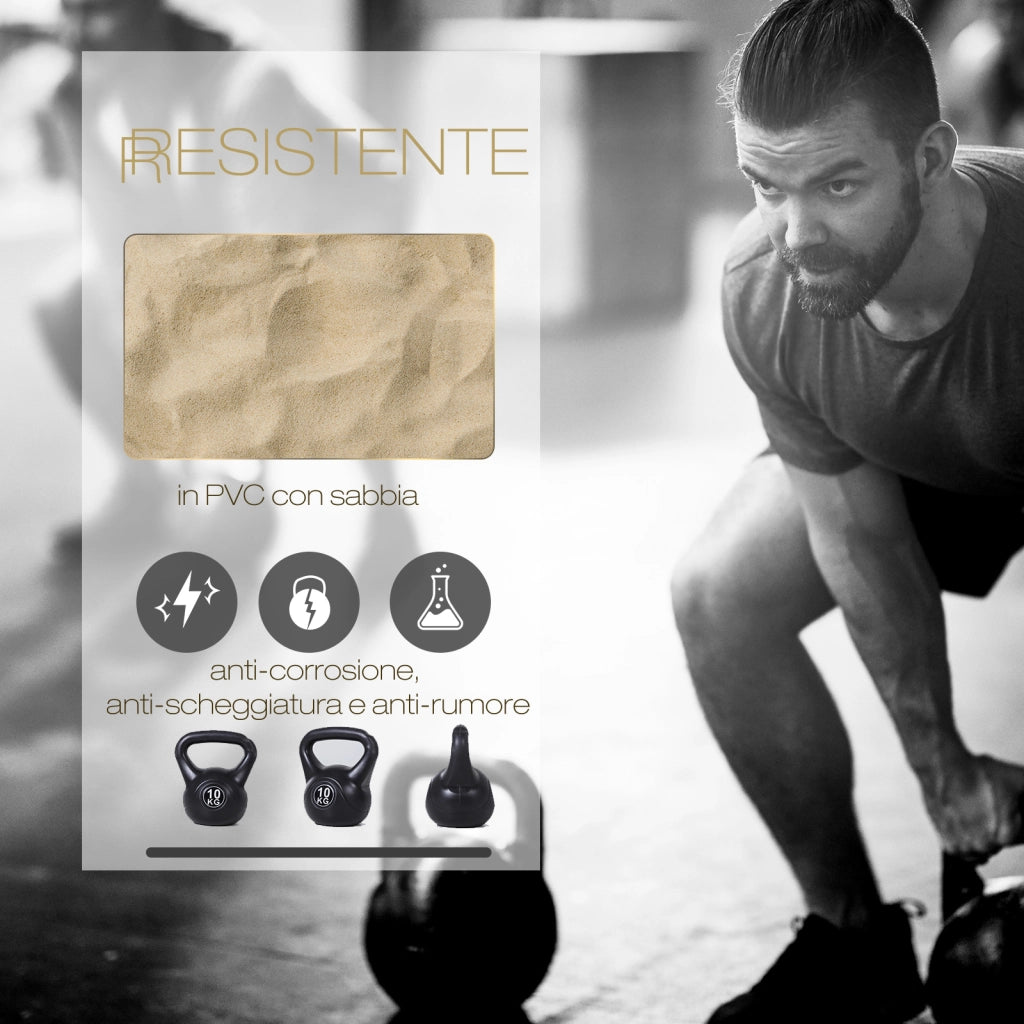 Easycomfort Kettlebell 8kg per Sport e Fitness con Base Piatta e Impugnatura, Kettlebell Pesi in Plastica e Sabbia, 22x17x24 cm, Nero