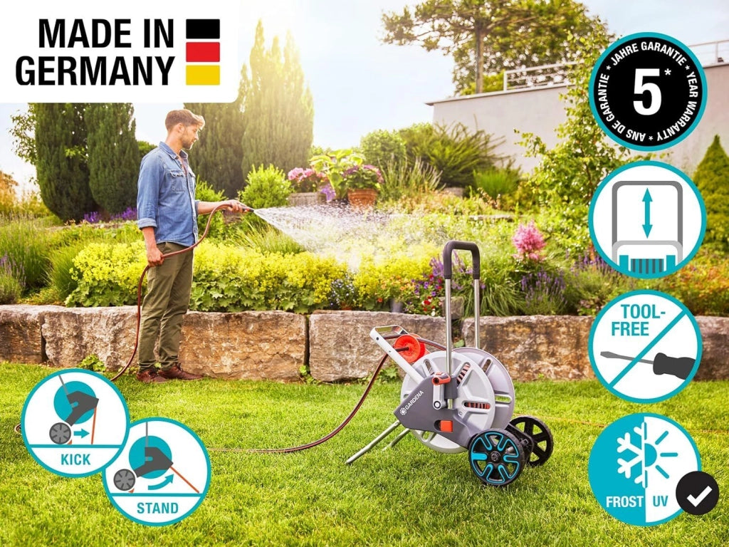 Gardena 18550-20 avvolgitubo da giardino Avvolgitubo multiposizione Manuale Nero, Acciaio inossidabile