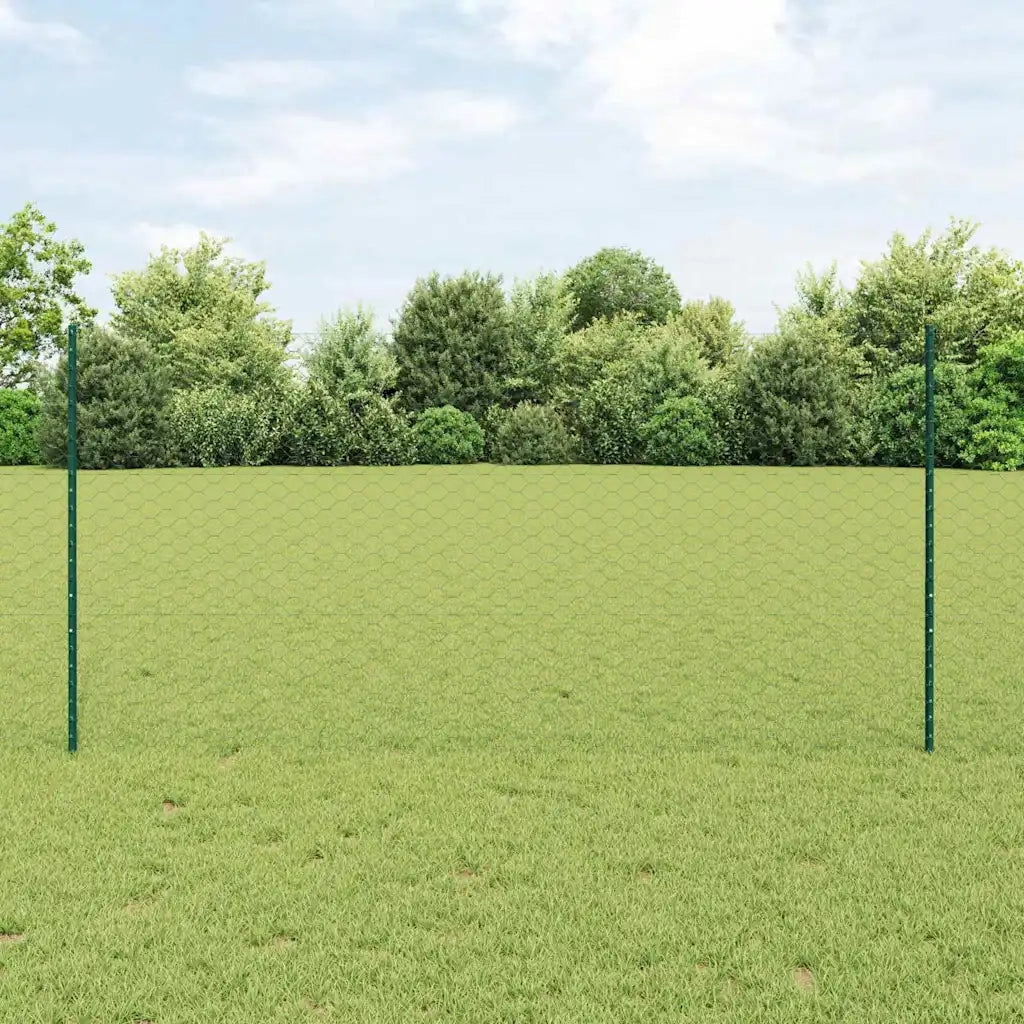 vidaXL Recinzione con pali. Verde 1.2 x 25 m Acciaio
