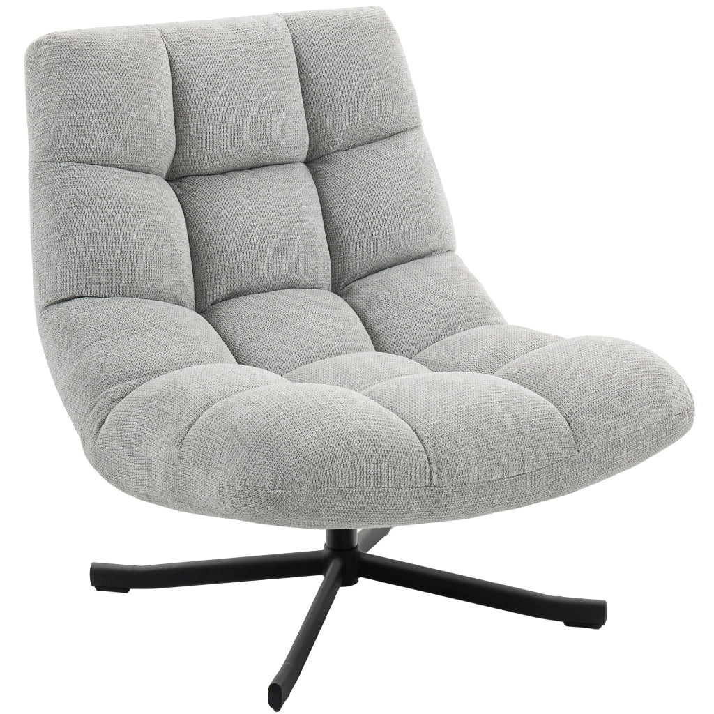 Poltrona Girevole Relax con Poggiapiedi ¨C Zephmum ¨C Grigio Chiaro, Tessuto, 90x100x110