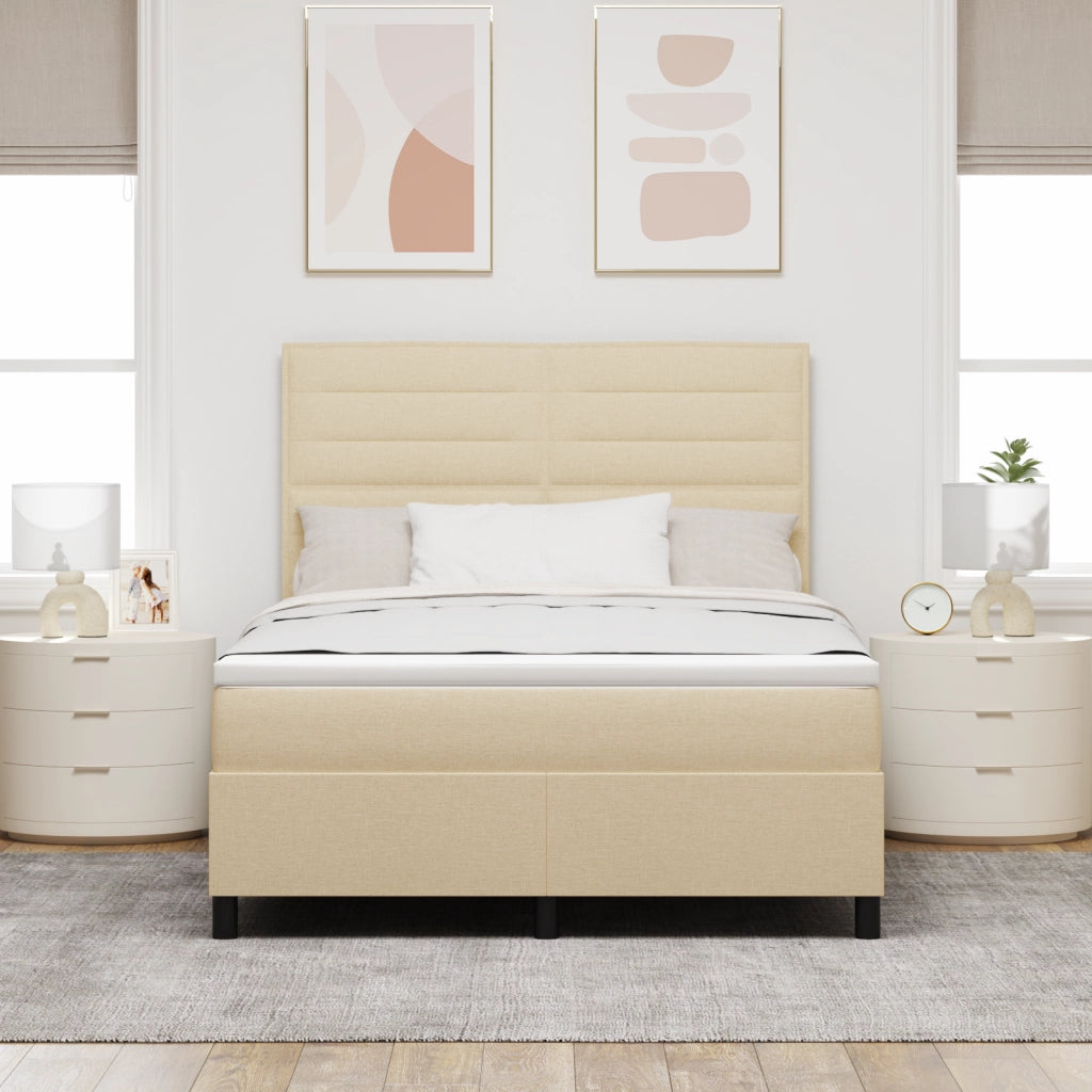 Letto con box spring con materasso crema 140x200 cm tessuto