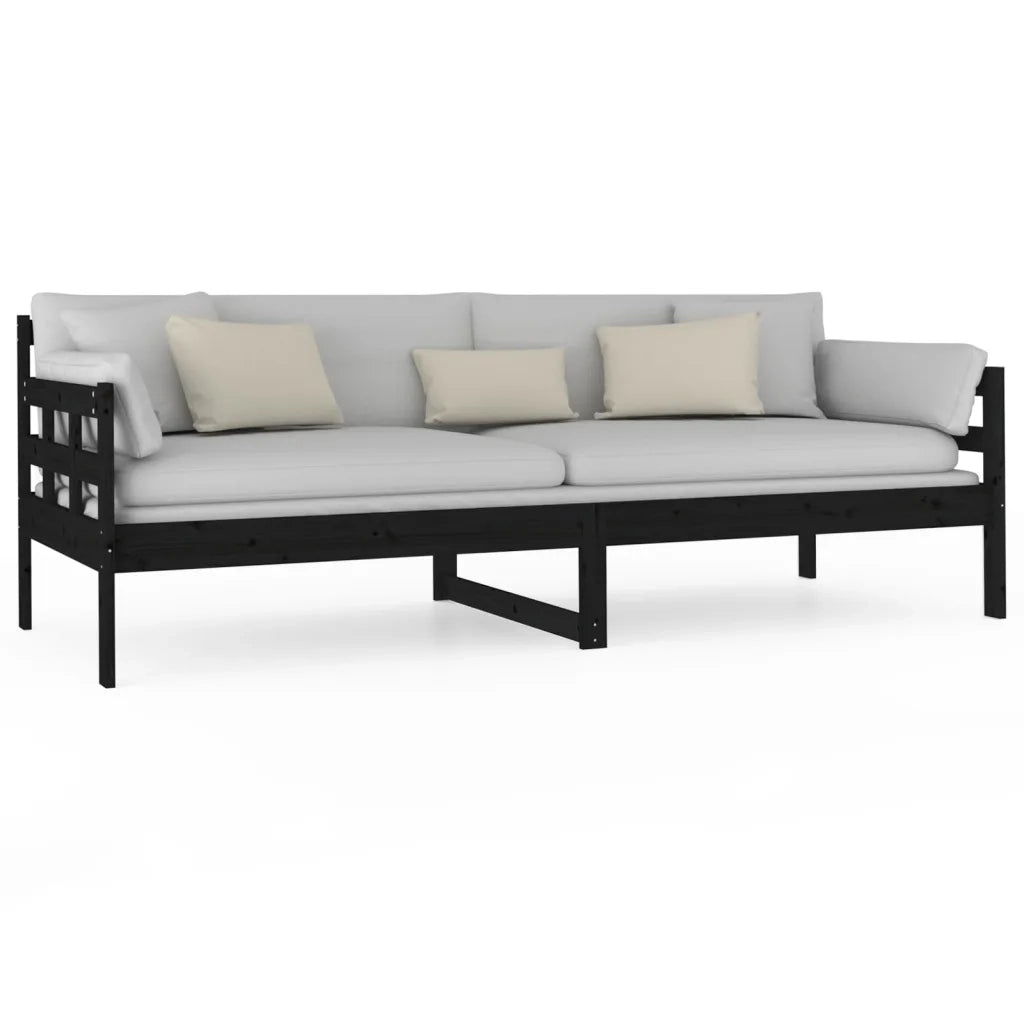 Dormeuse Nera in Legno Massello di Pino 80x200 cm 820366