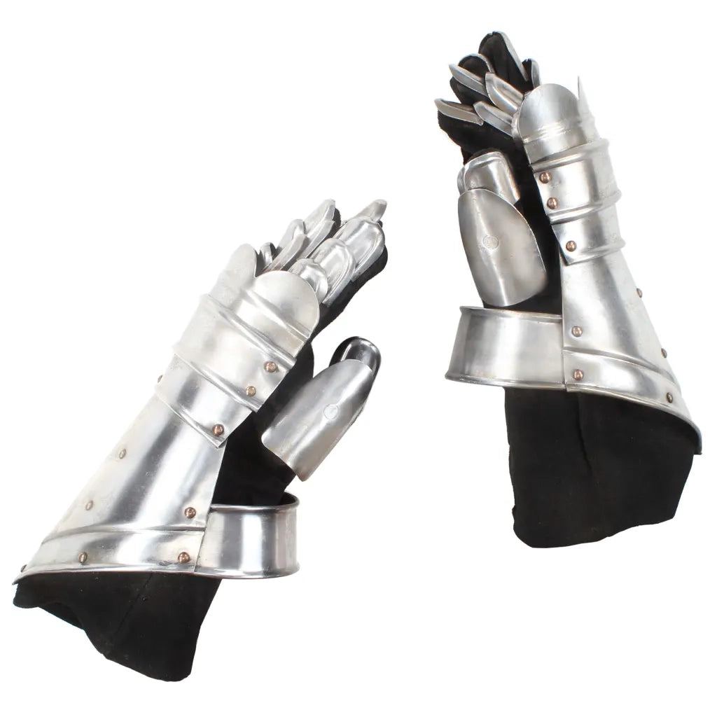 Guanti da Cavaliere Medievale Replica LARP in Argento Acciaio cod mxl 69438