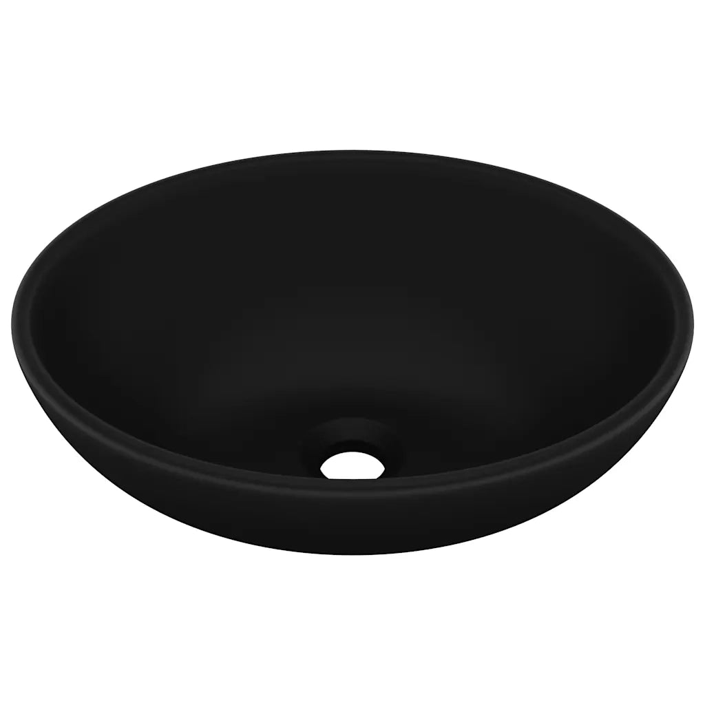 Lavandino Lusso Ovale Nero Opaco 40x33 cm in Ceramica cod mxl 46848