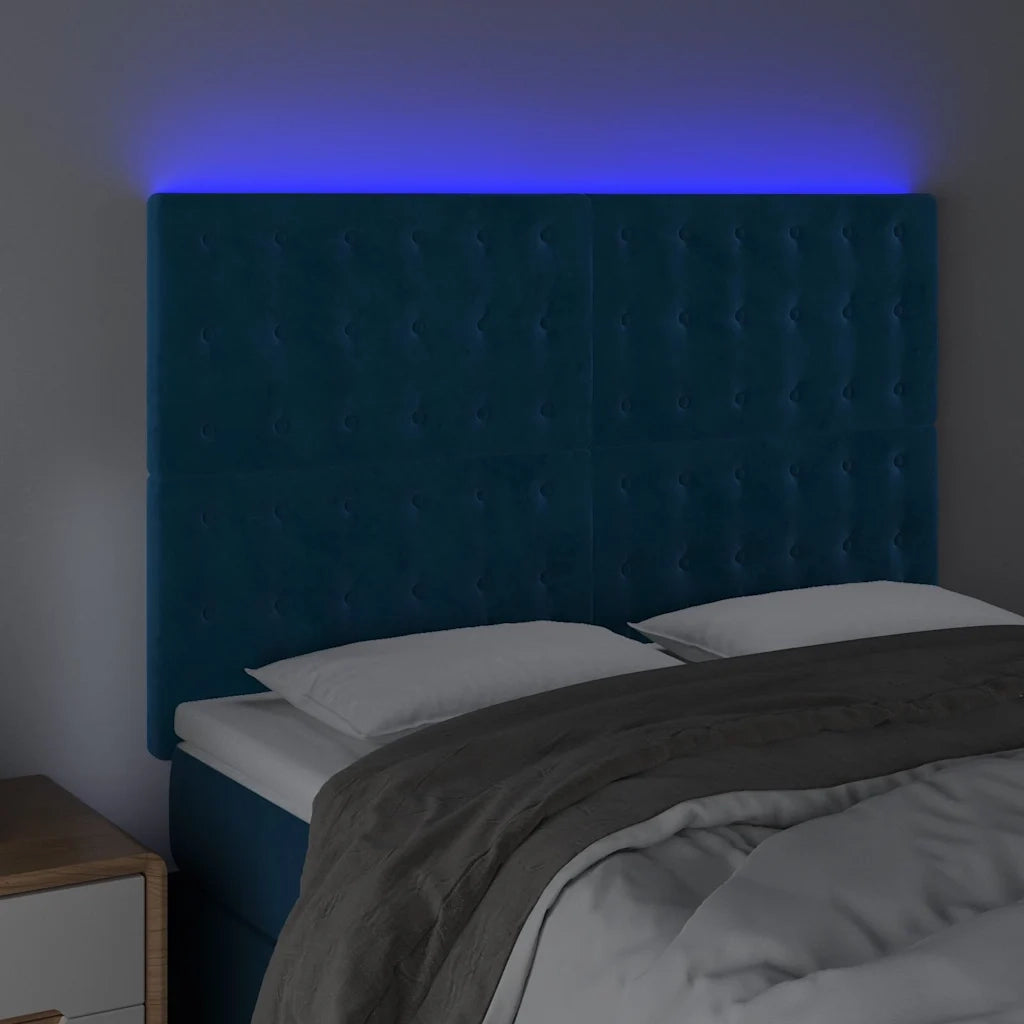 Testiera a LED-Testata con LED Blu Scuro 144x5x118/128 cm in Velluto 540823