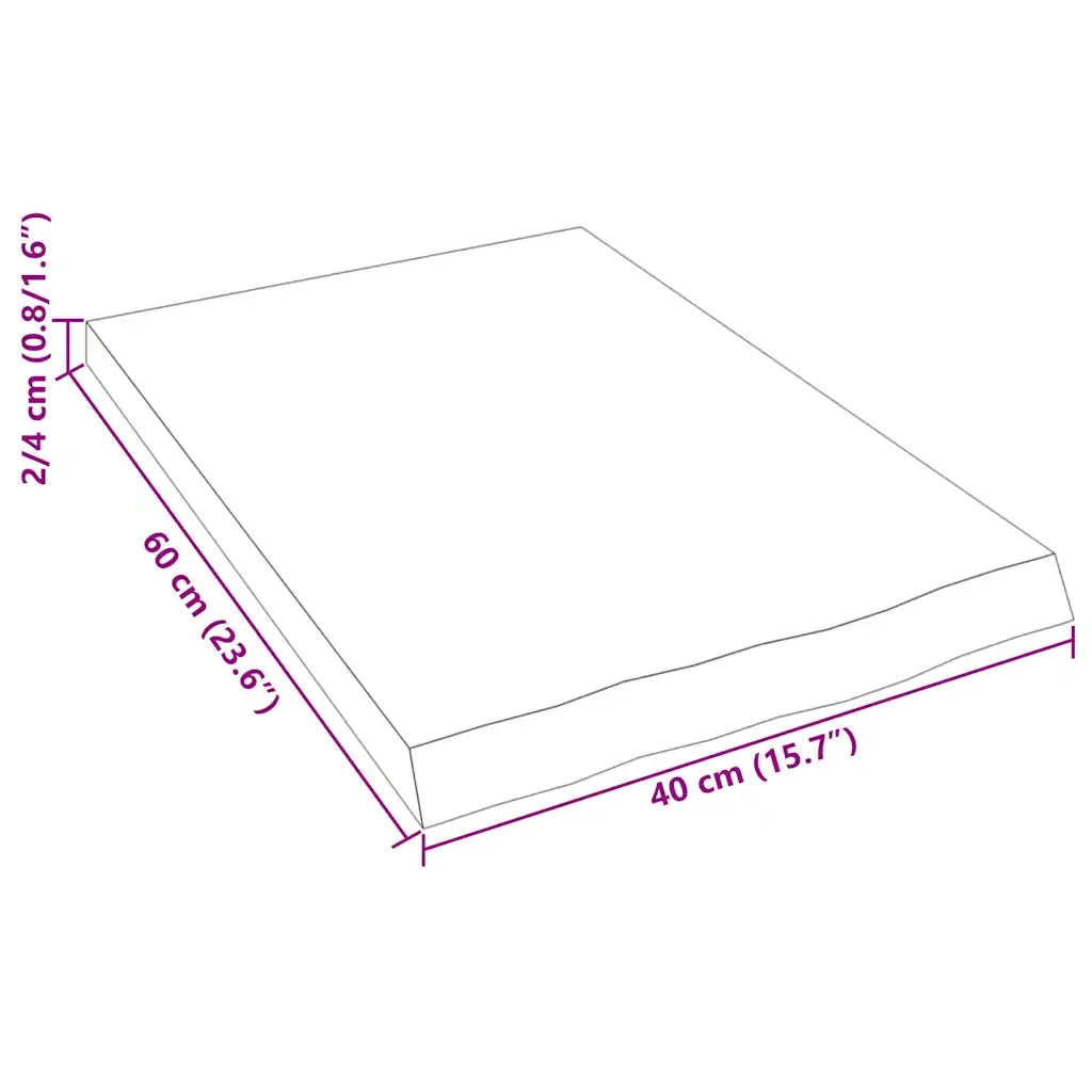 Ripiano a Parete 40x60x(2-4) cm Massello Rovere Non Trattato 363516