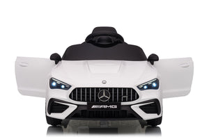 Macchina Elettrica per Bambini 12V Licenza Ufficiale Mercedes CLE53 Sedile in Pelle Bianco