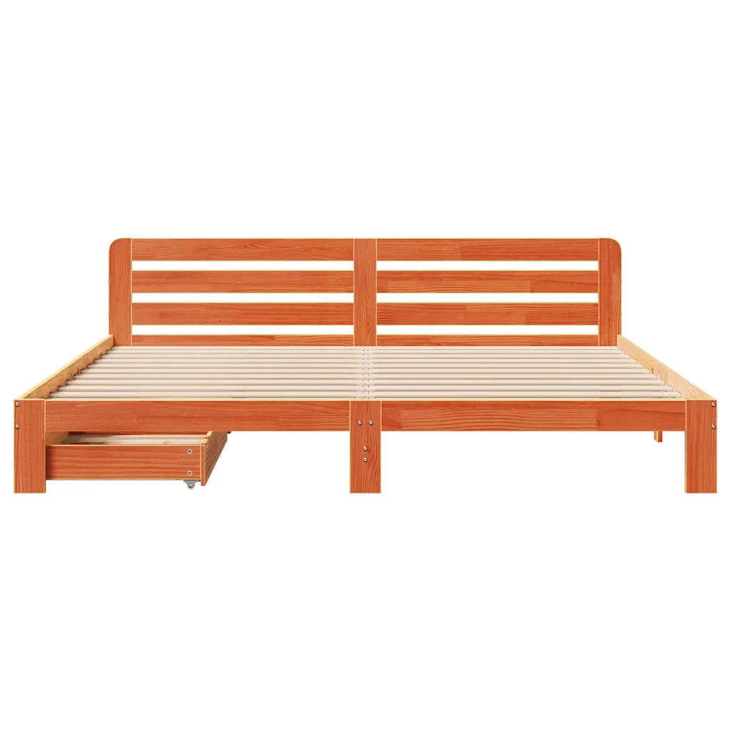 Giroletto senza Materasso Marrone Cera 200x200 cm Legno di Pino 3309859