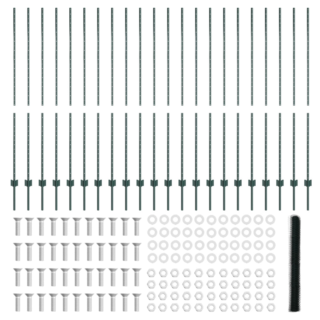 Pali per Recinto  11 pcs U-Channel Verde 160 cm Acciaio