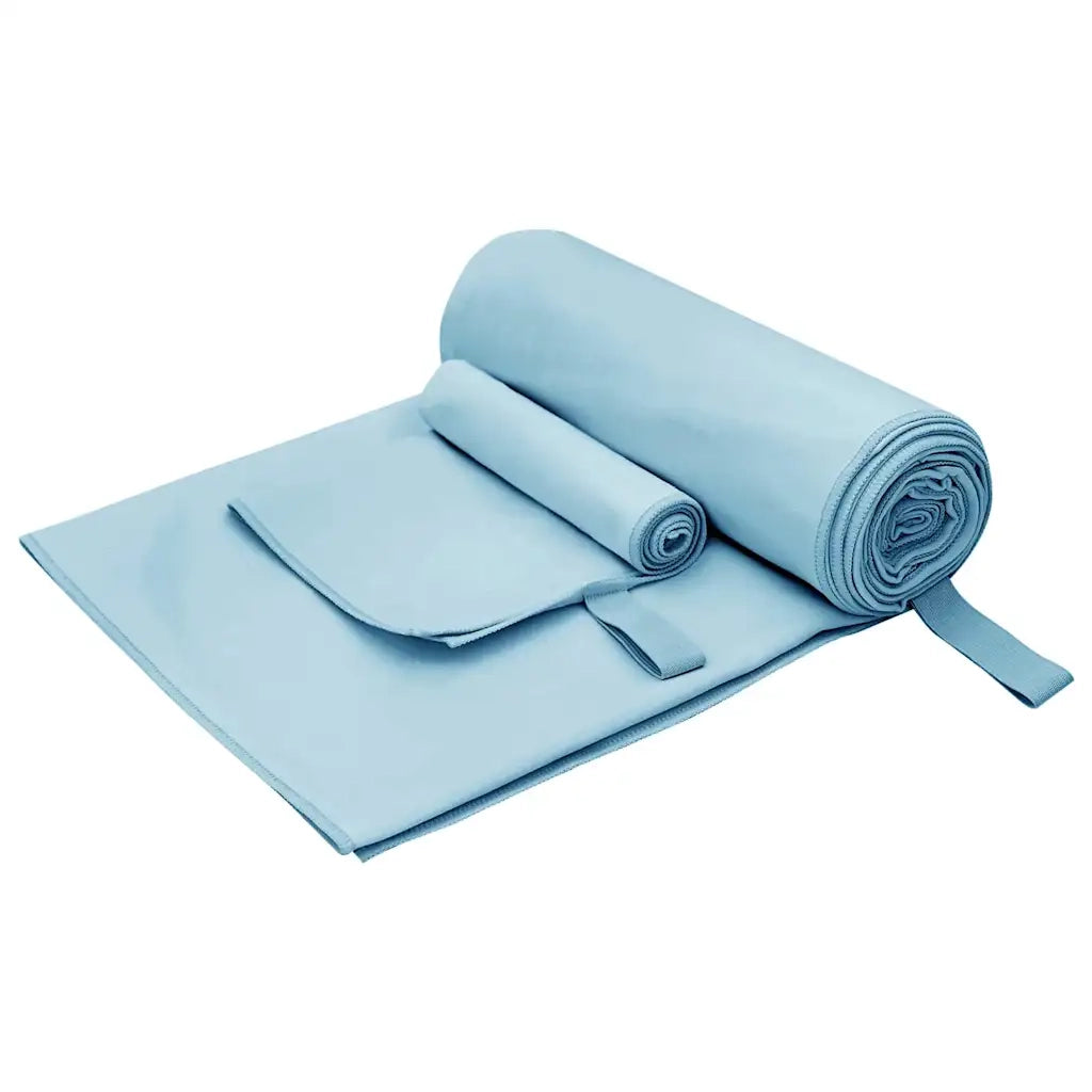 Set di Asciugamani Sportivi 2 pz | Teli per bagno Blu Tessuto