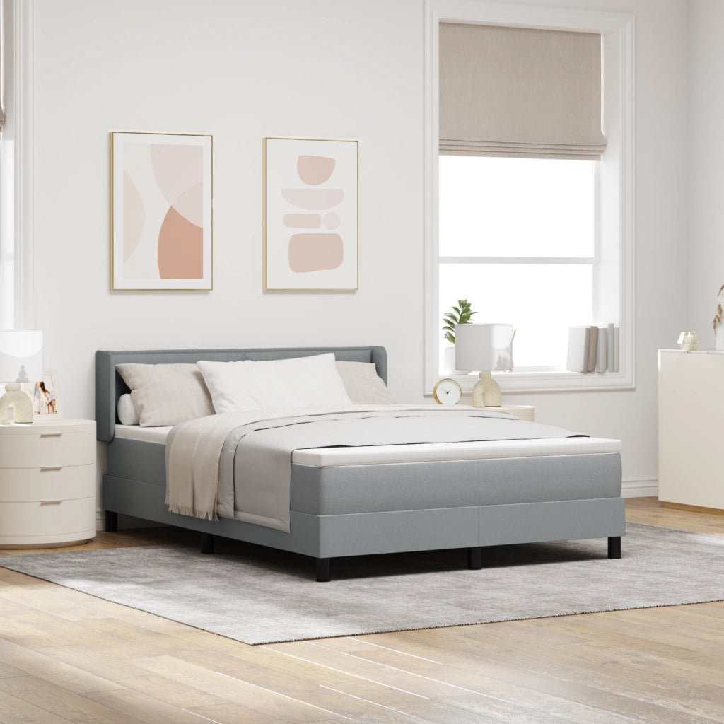 Letto con Box Spring e Materasso Grigio Chiaro 140x200 cm in Tessuto