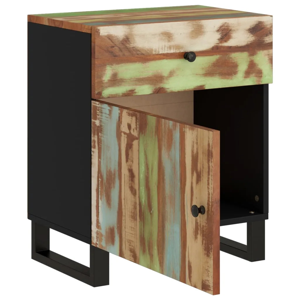 Comodino 50x33x60cm Legno Massello Recupero e Legno Multistrato 350658