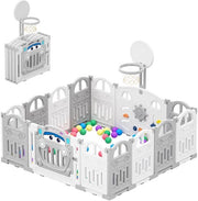 Casa per Bambini Opaca con Ringhiera a Pallone e 50 Bocce Colorate, Recinzione per Giocare per Bambini e Piccoli, 14