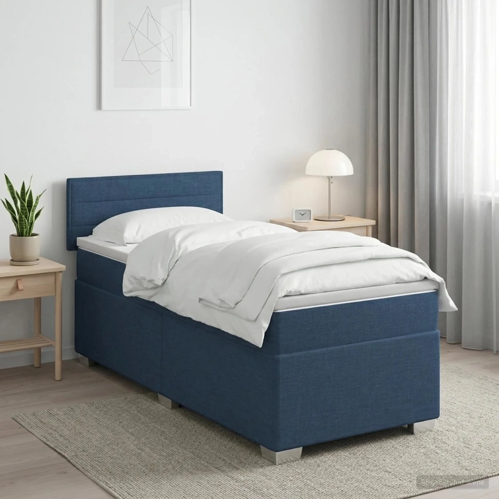 Letto con Box Spring, Materasso e LED Crema 80 x 200 cm Tessuto 3451810