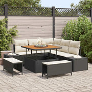 Set Divano da Giardino con cuscino 8 pcs Nero Poly Rattan