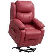 Poltrona Alzapersona Reclinabile con Poggiapiedi e Telecomando, in Pelle PU, 76x90x105 cm, Rosso