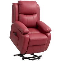 Poltrona Alzapersona Reclinabile con Poggiapiedi e Telecomando, in Pelle PU, 76x90x105 cm, Rosso