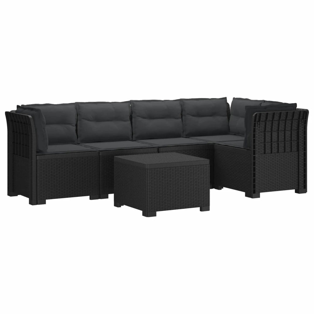 Divano da Giardino 5 Posti con Cuscini Stile Rattan PP 3444087