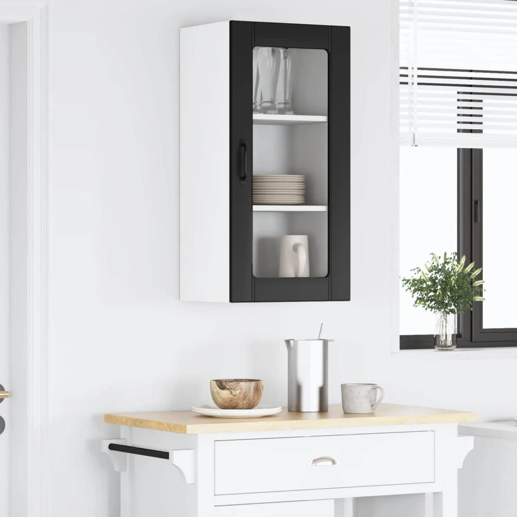 Pensile da cucina | Mobile in vetro da parete PORTO Nero 40 x 31 x 80 cm