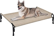 Letto per cani all'aperto per grandi cani - Elevato, raffreddato, per campeggio, lavabile - Beige/Caffè