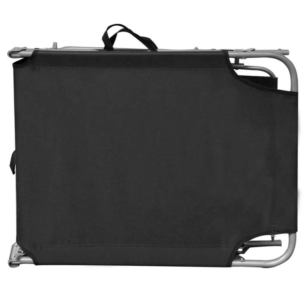 Lettino Prendisole Pieghevole con Baldacchino Nero in Alluminio 47770