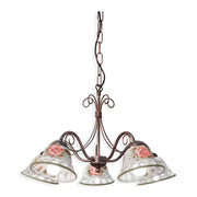Lampadario Classico Napoli Metallo E Ceramica Nero Sfumato Rame 5 Luci E14
