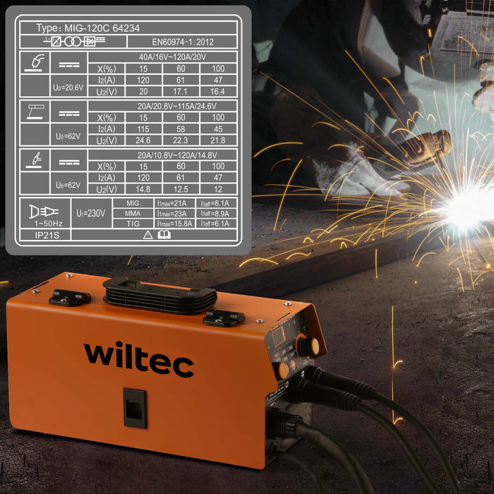 Saldatrice digitale IGBT 120A per saldatura MIG, MMA, FCAW, TIG