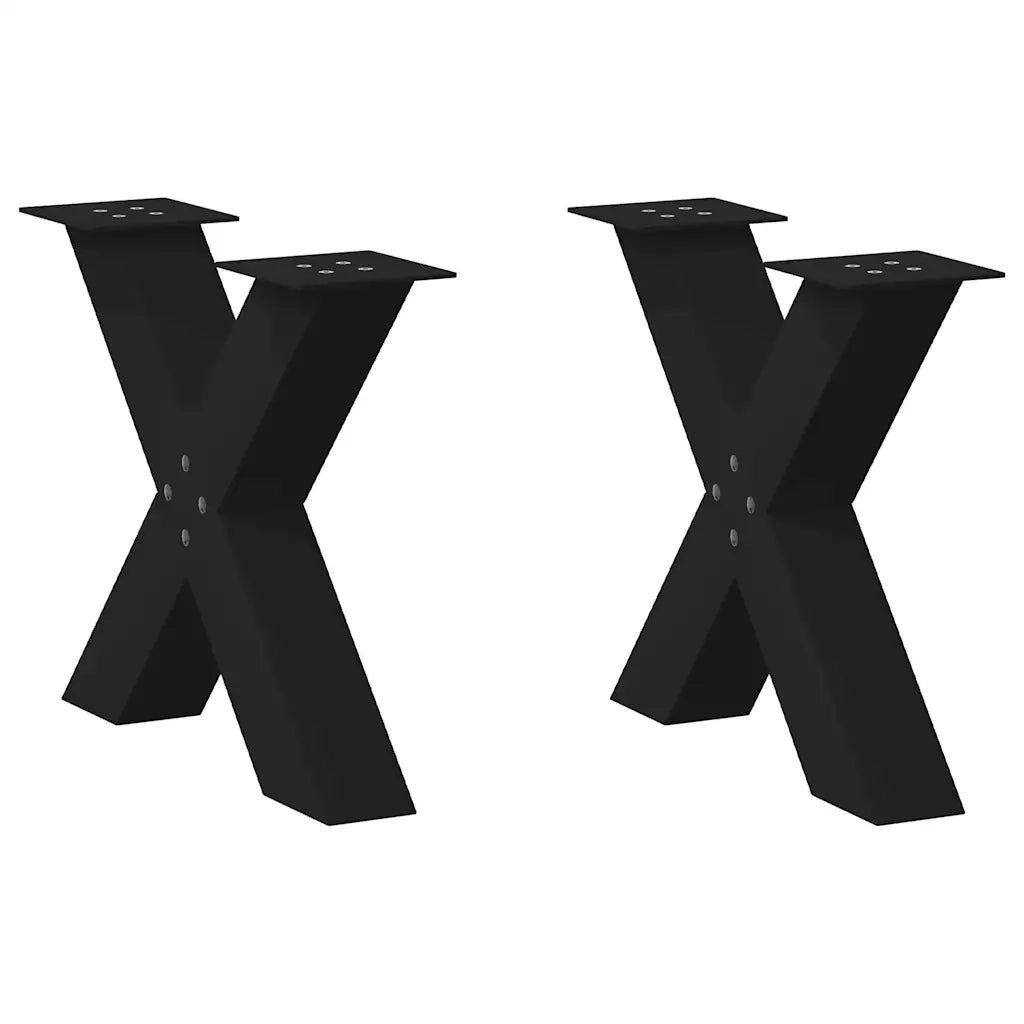 Gambe per Tavolino da CaffÃ¨ a Forma di X 2 pz Nere 60x(42-43) cm Acciaio