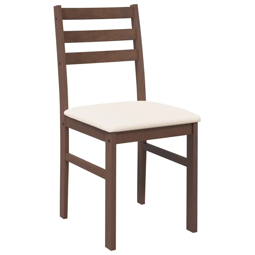 Sedie da Pranzo con Cuscini 2pz Marrone Legno Massello di Hevea