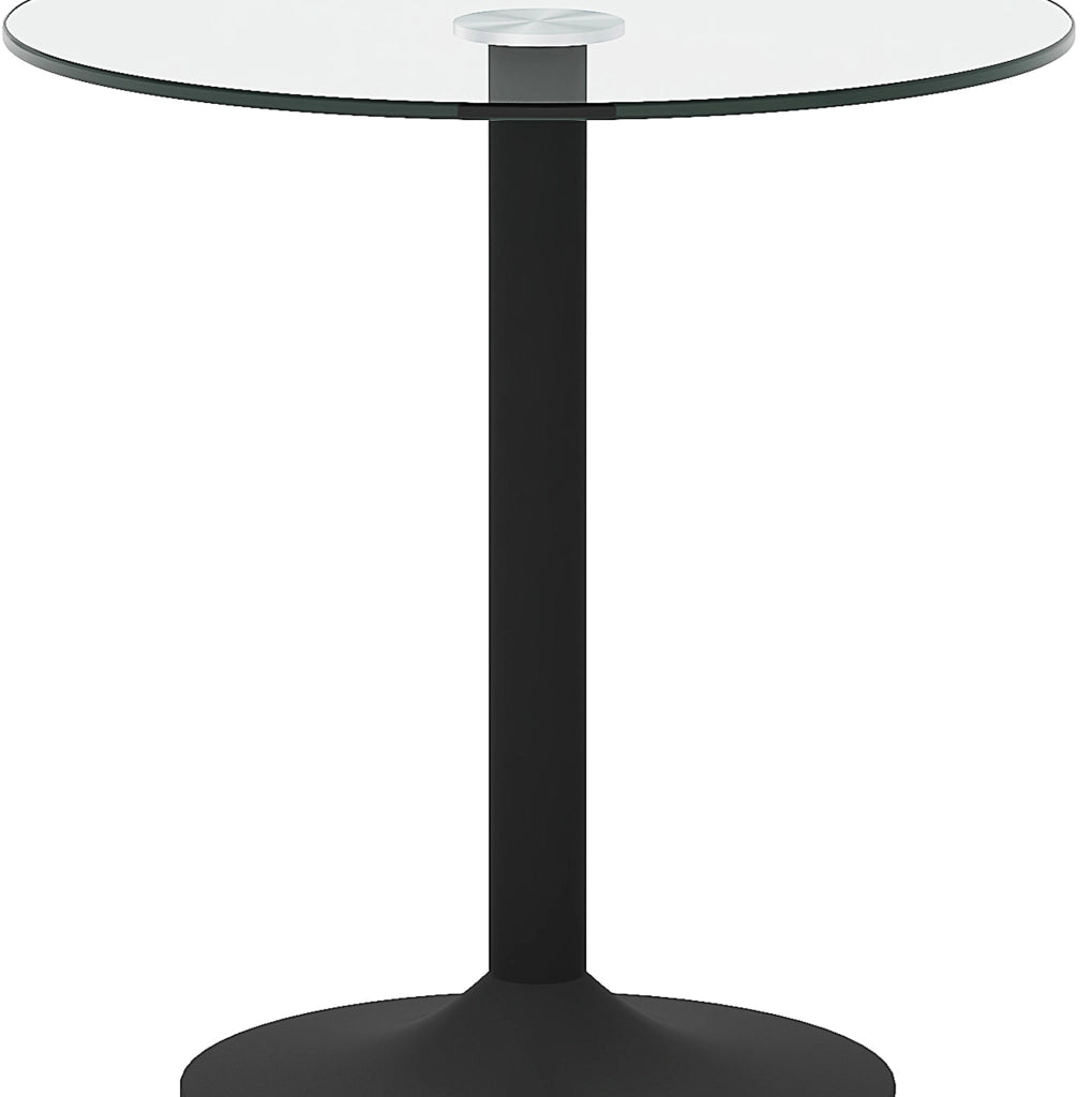 Tavolo bar rotondo in vetro trasparente e metallo nero Ø 89 cm