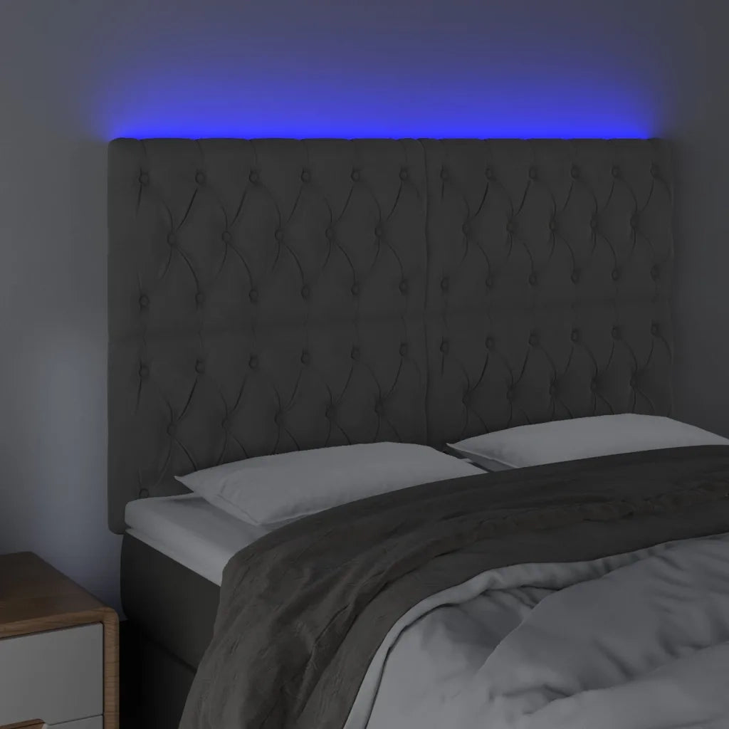 Testiera | Testata a LED GrigioScuro 144x7x118/128cm in Velluto