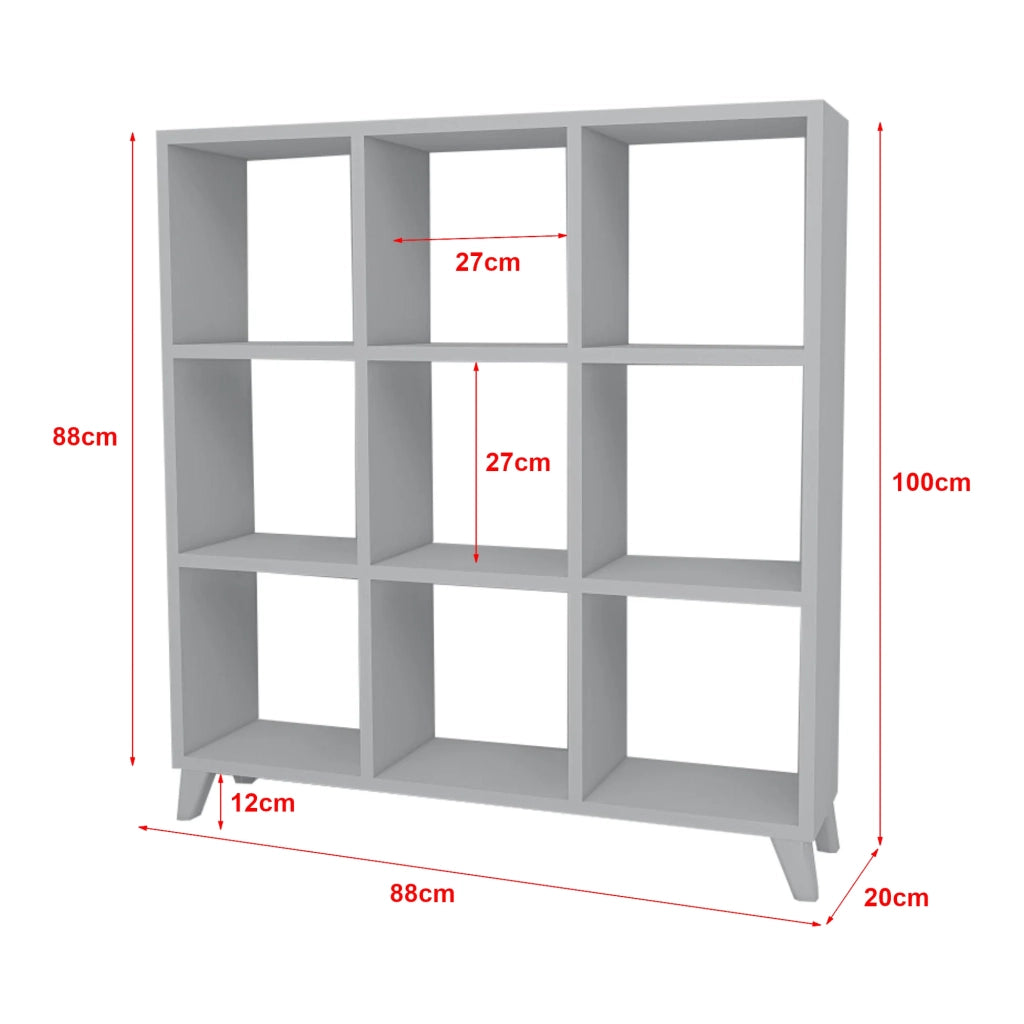 Libreria di design per soggiorno mensola dallo stile originale con 9 scomparti portaoggetti 100 x 88 x 20 cm bianco 03_0006492