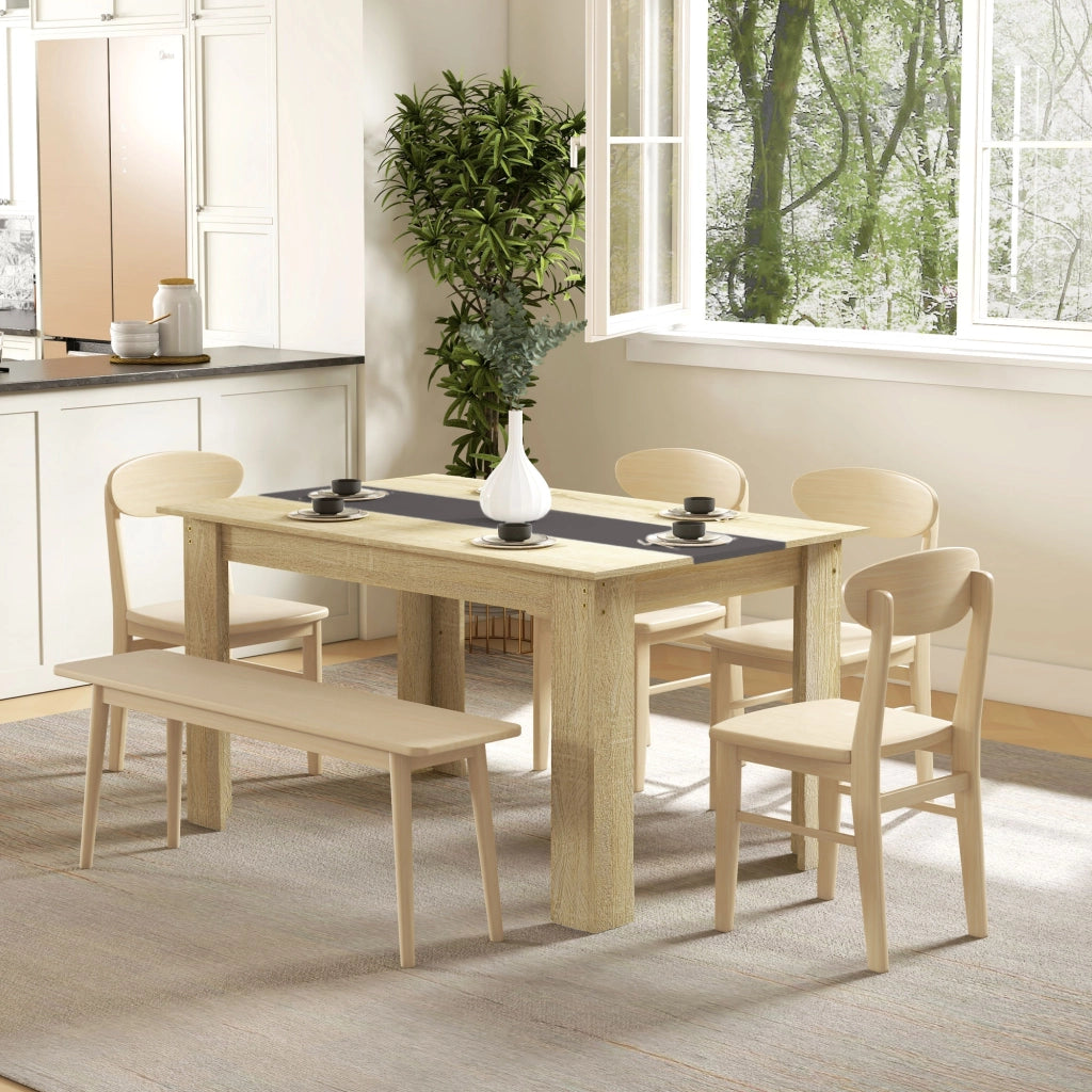 Tavolo da pranzo allungabile in legno effetto naturale e nero ¨C zephmum ¨C 140x90x75 cm