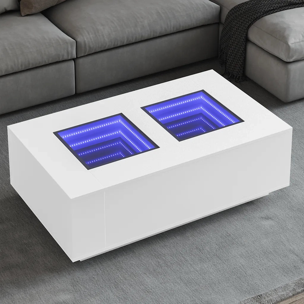 Tavolino da salotto | Tavolino da caff¨¨ | Tavolino da Soggiorno con LED Infinity Bianco 116x69x40 cm