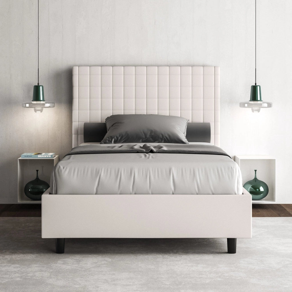 Letto Singolo 80x190 cm con Rete e Contenitore Sunny Bianco