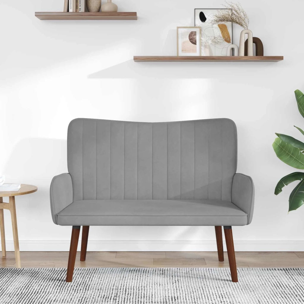 Sofa a Due Posti Grigio chiaro 115 x 61 x 87 cm Velluto