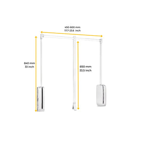 Emuca Appendiabiti per armadio Sling, 450 - 600, Plastica bianca, Acciaio e Tecnoplastica, 1 u.
