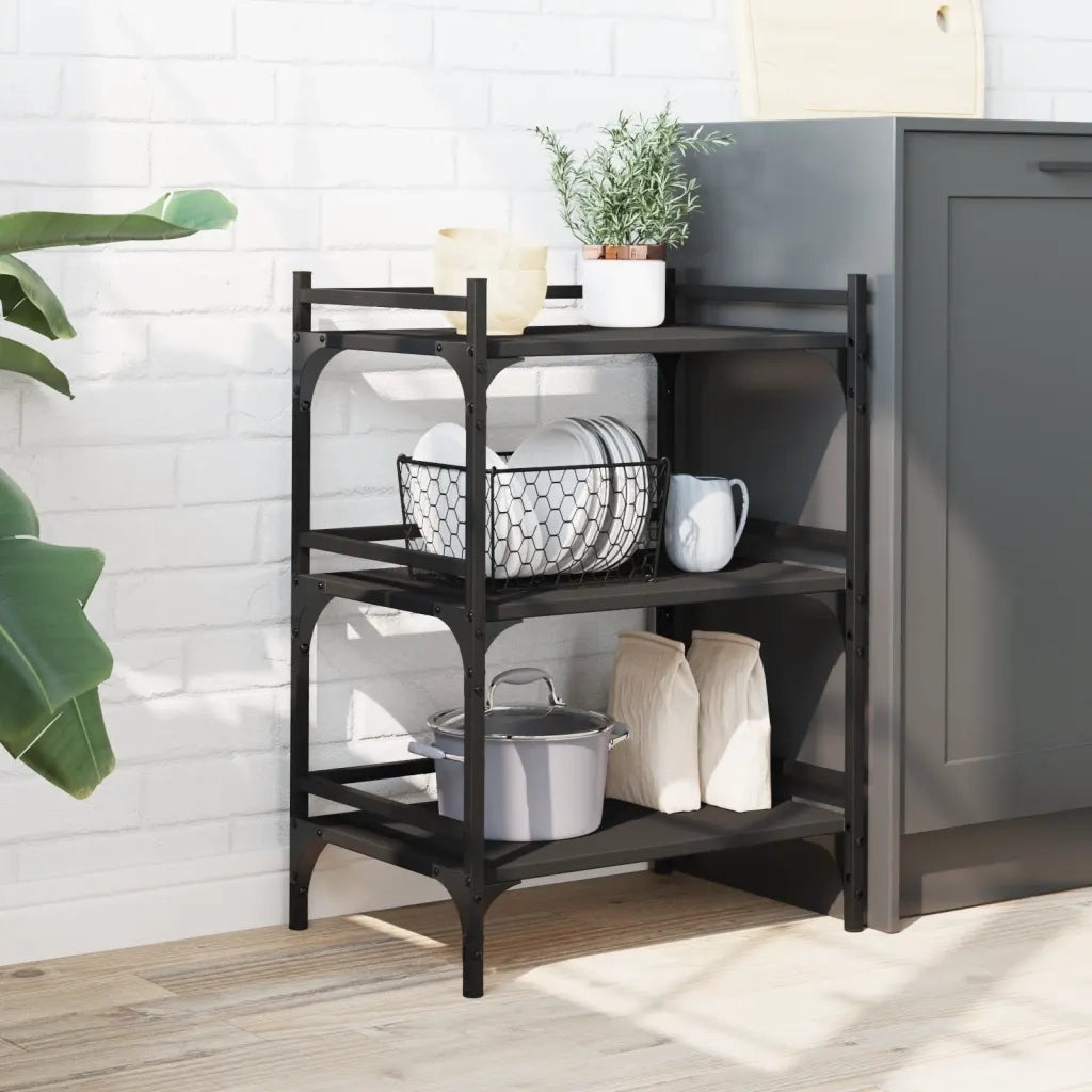 Carrello da Cucina Nero 50x35x75,5 cm in Legno Multistratocod mxl 91219