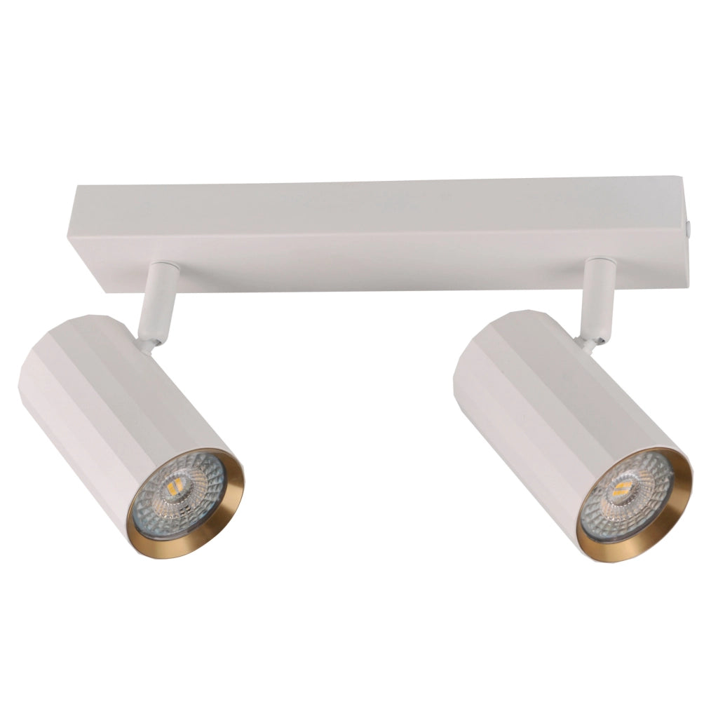 Plafoniera 2 luci orientabili bianco/oro GU10 Nicea Polux