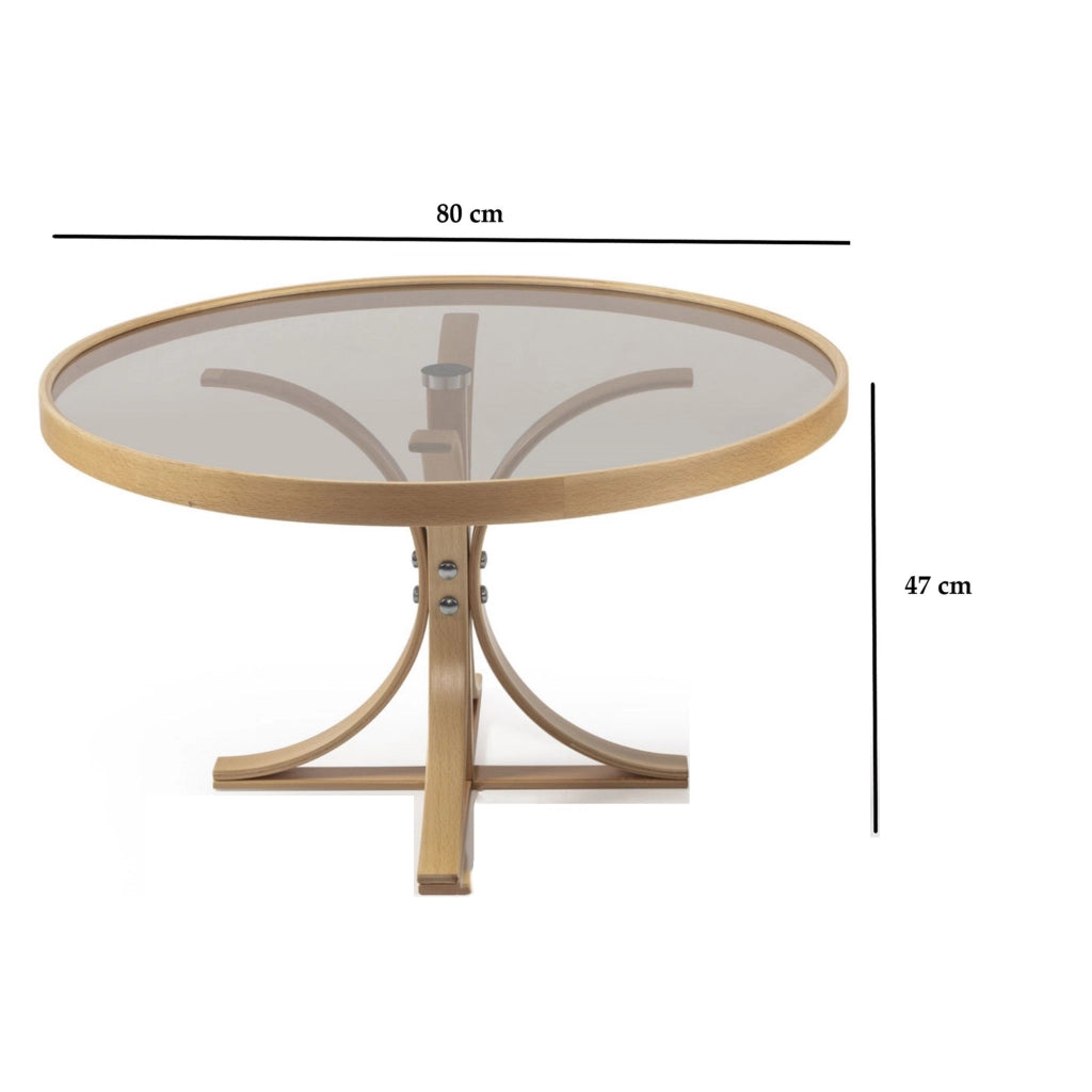 Santhia, Tavolino da Salotto Forma Rotondo, 80x80x47h cm Marrone Rovere