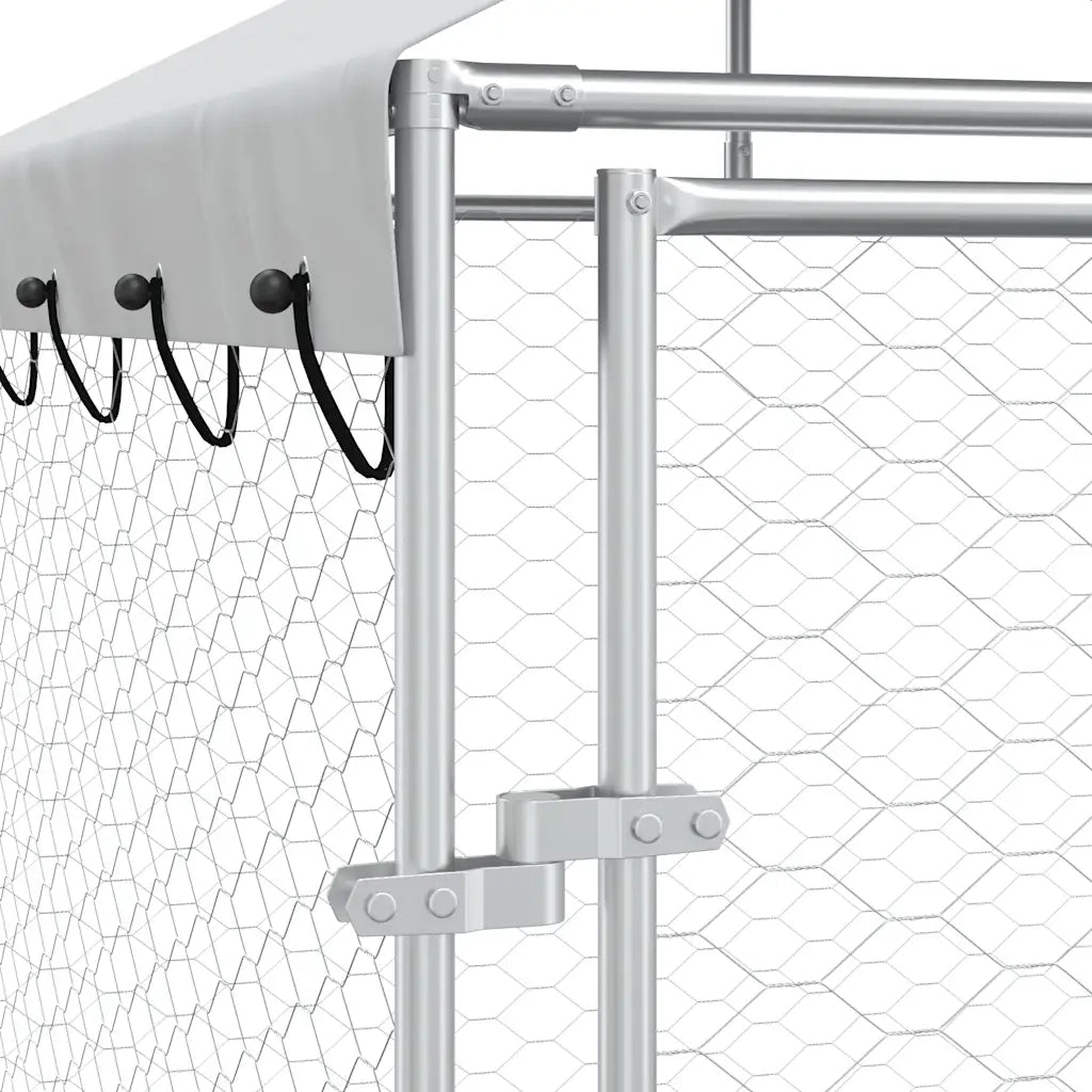 Cuccia Cani da Esterno Tetto Argento 4x4x2,5 m Acciaio Zincato 3190470