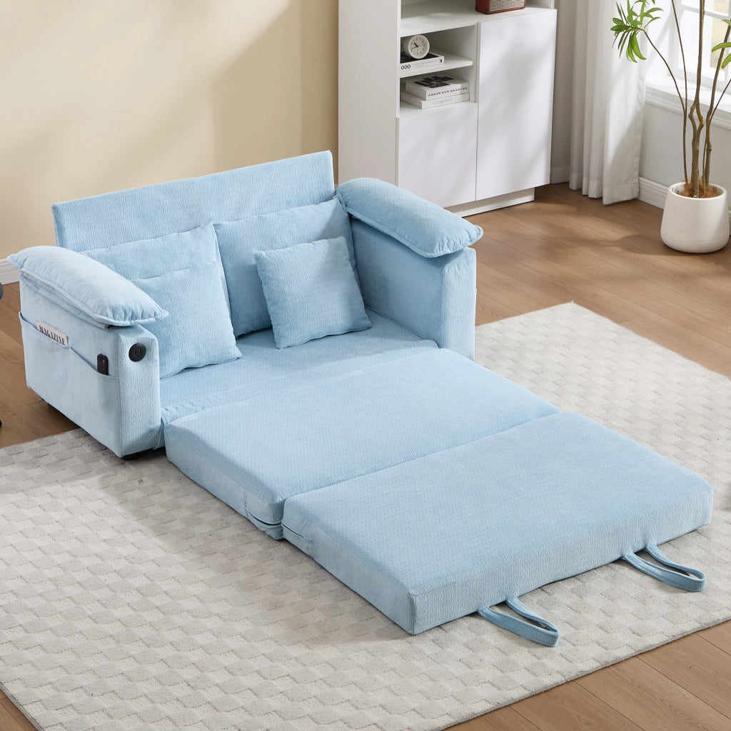Poltrona singola moderna in ciniglia blu 69x54x59 cm con cuscini imbottiti