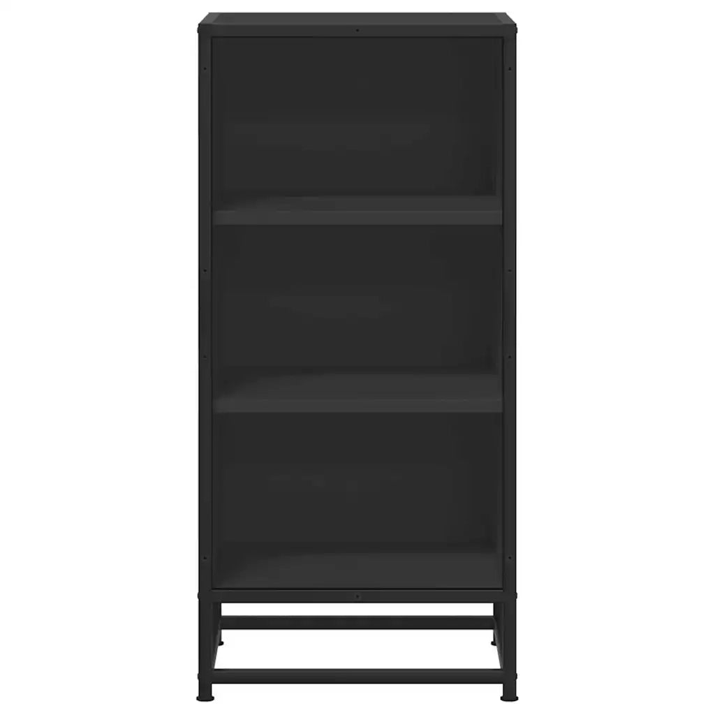 Credenza Rovere Nera 35,5x35x76 cm in Truciolato e Metallo 848949
