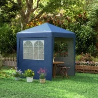 Gazebo da Giardino Pop-up Pieghevole Regolabile in Altezza Protezione UV 30+, 3 Pareti Laterali, Blu
