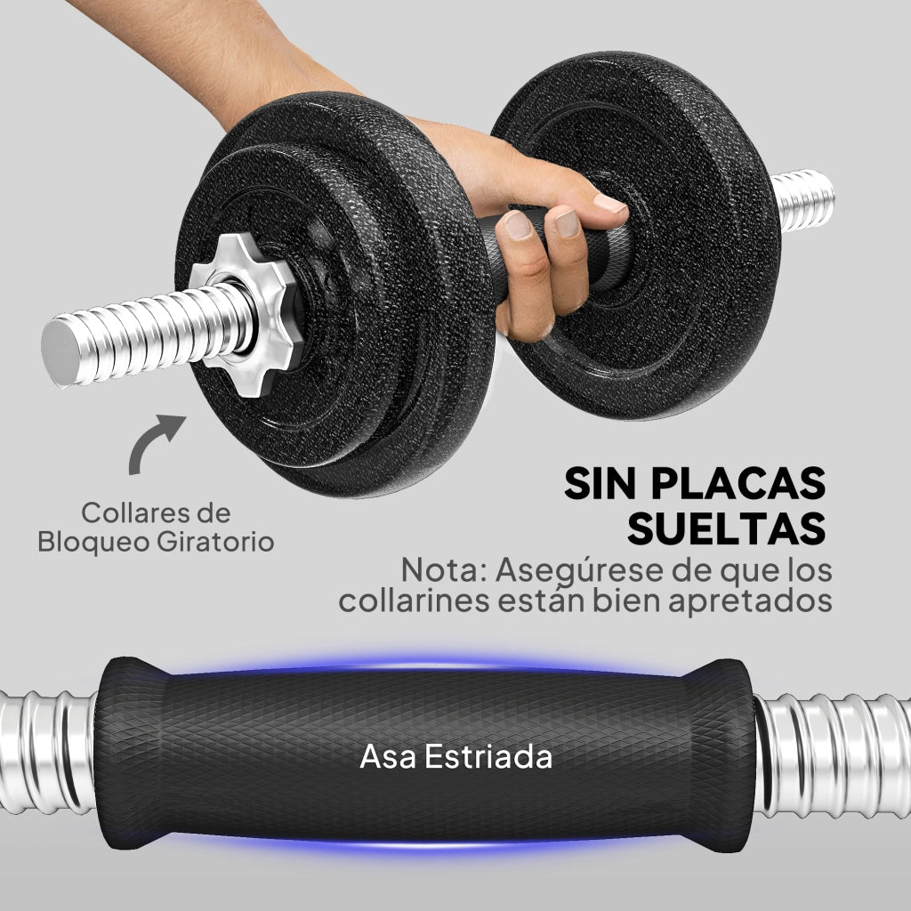 Set di manubri regolabili 20 kg ¨C zephmum ¨C 2 in 1 con barre e manici antiscivolo