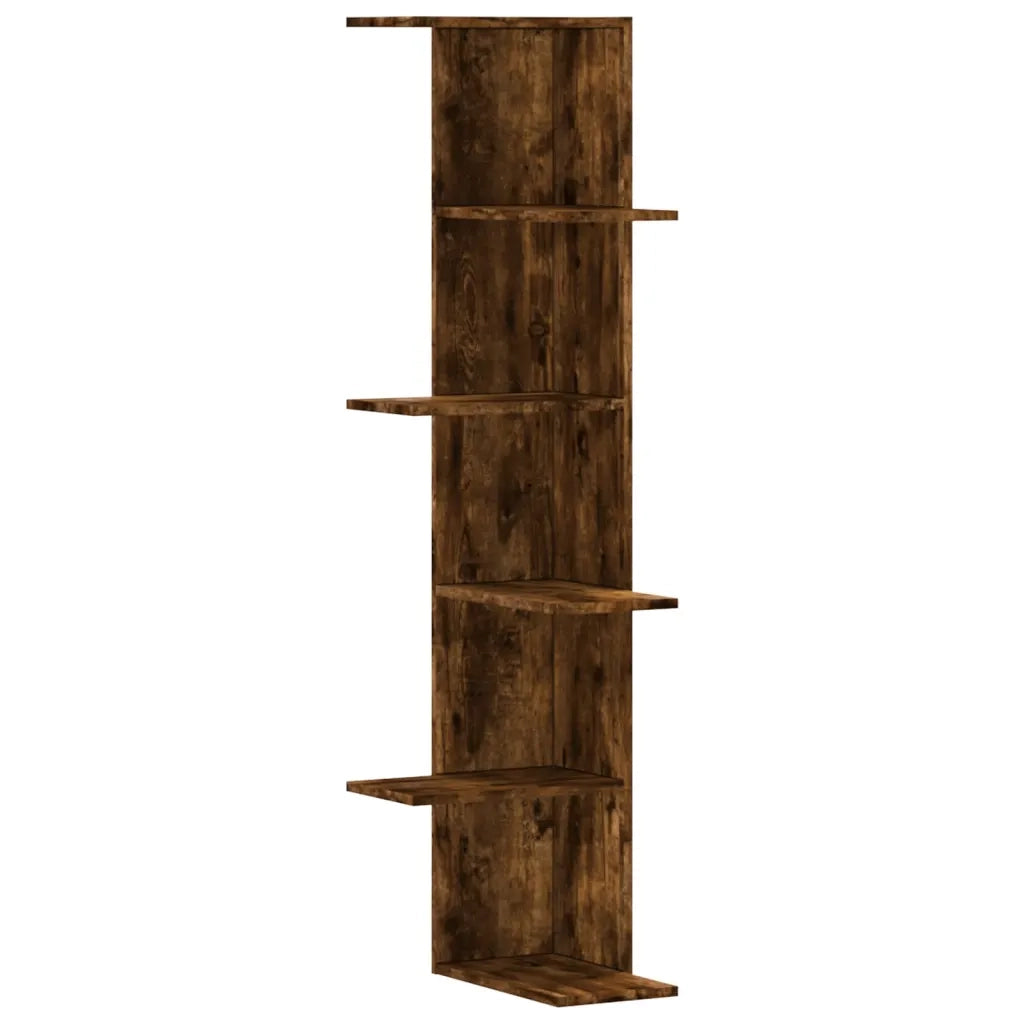 Scaffale Angolare Muro | Mensola a parete Rovere Fumo 36,5x36,5x140cm Multistrato
