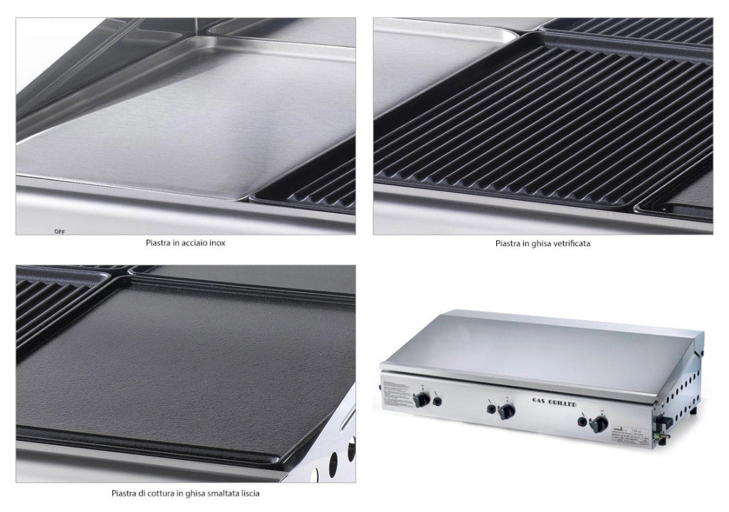 Tripla Piastra di Cottura in Ghisa e Acciaio a Gas GPL Ompagrill Plancha Trio/1 Cover