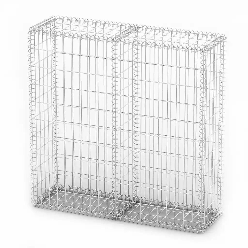 Cesto Gabbione con Coperchio in Filo Zincato 100 x 100 x 30 cm 141041