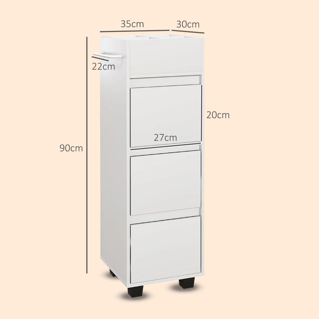 Mobile da Bagno con Cassetti e Ripiani ¨C zephmum ¨C Bianco 35x30x90 cm
